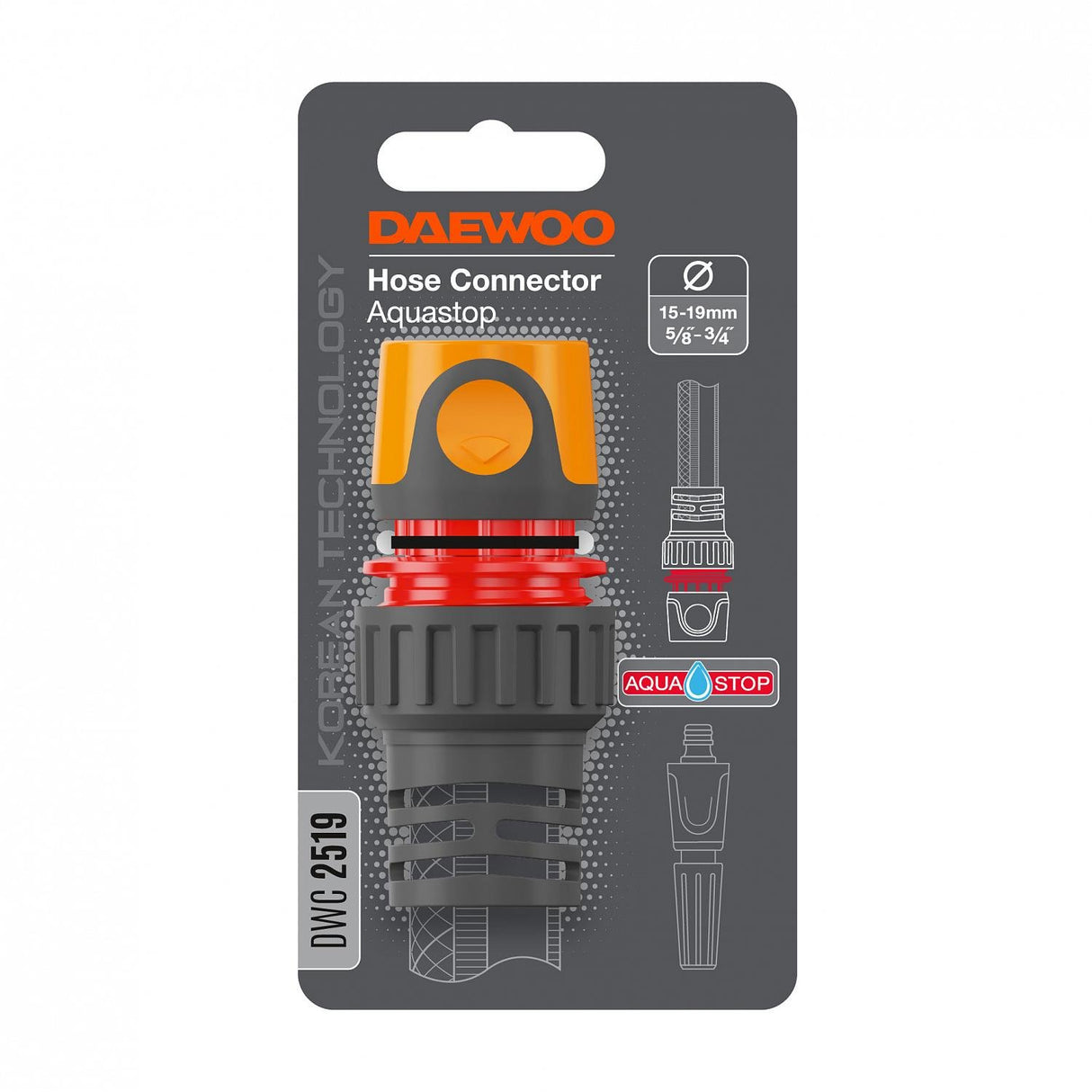 EAN 8800356874865 - Daewoo DWC2519 accesorio para manguera Conector de manguera Plástico Gris, Naranja 1 pieza(s) imagen 3