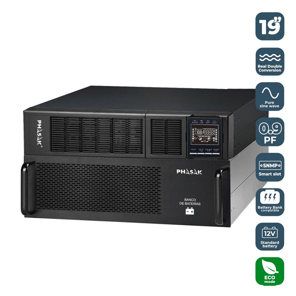 Phasak Sai Ph 9330 Online 10kva/8000w Formato Rack Bornes Lcd Usb+Rs232+Rj45 Baterias 20x 9ah
