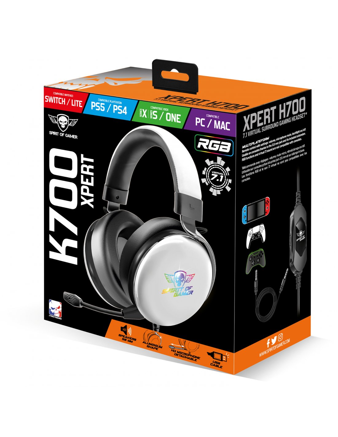 Auricular Con Microfono Gaming Spirit Of Gamer Xpert H700 Blanco