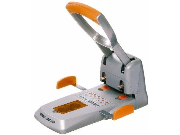Rapid Hdc150 Taladro Perforador Para Gruesos - Hasta 150 Hojas - 2 Orificios - Punzones 6mm - Color Plata/Naranja
