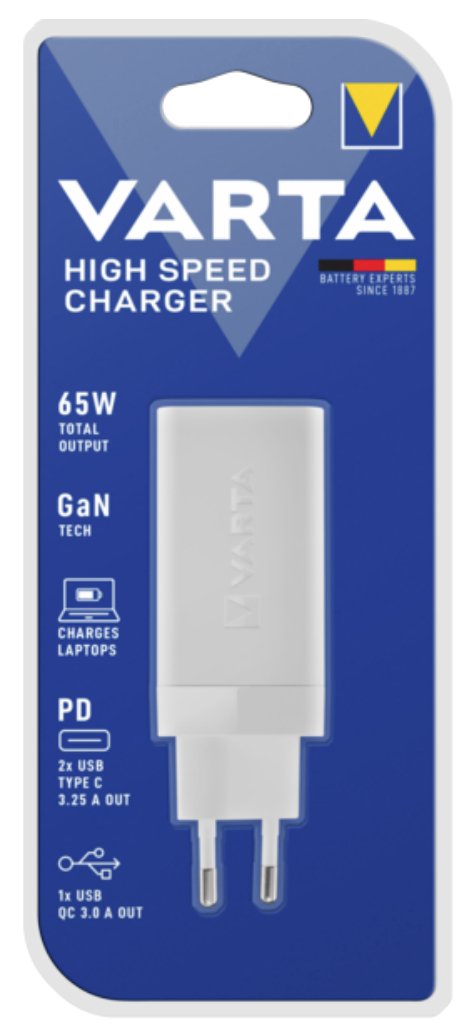 Cargador Pared Varta High Speed Charger 65w 2x Usb C + Usb A Type 57956