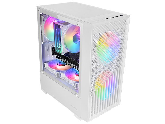 Caja Microatx Mc-Vortex Blanco Mars Gaming Bahías Int:1x3'5,2x2'5/ 1xusb3.0/ 2xusb2.0/ Audio In/Out/ Sistema De Gestión De Cableado Interno/ Hasta 7 Ventiladores De 120mm