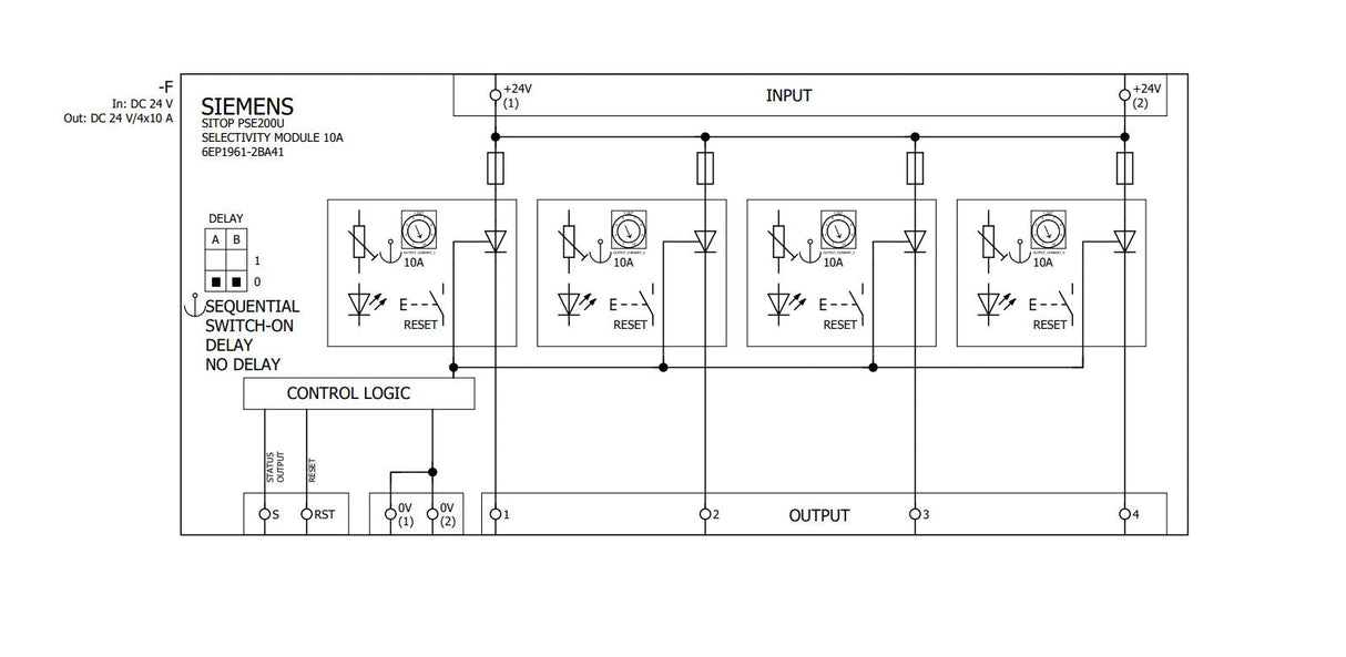 Siemens 6ep19612ba41 Sitop Pse200u 10a Selektivittsmodul 4-Kanalig Eing. 24vdc