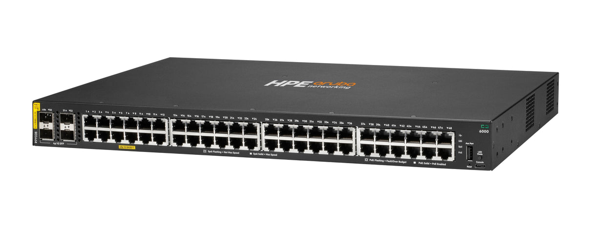Hpe Aruba Networking Cx 6000 48p 10m 100m 1g Class4 Poe 4p Sfp 1g 740w Switch Eu