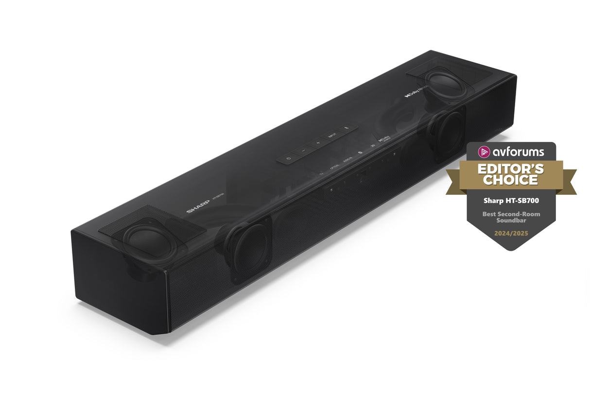 Barra De Sonido Sharp Ht-Sb700 2.0.2 Compact, Dolby Atmos, Bluetooth Con Hdmi Earc/Cec, Potencia Total De 140w, 92cm, Color Negro