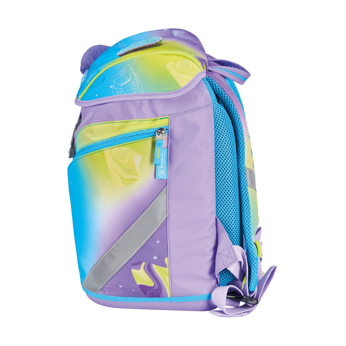 Herlitz Softlight Greenline Little Monster Juego De Mochila Escolar Chica Poliéster Azul, Lila, Amarillo