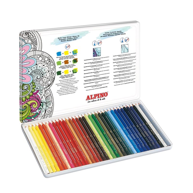 Alpino Estuche Metálico 36 Lápices De Colores Experience Acuarelables 177mm C/Surtidos