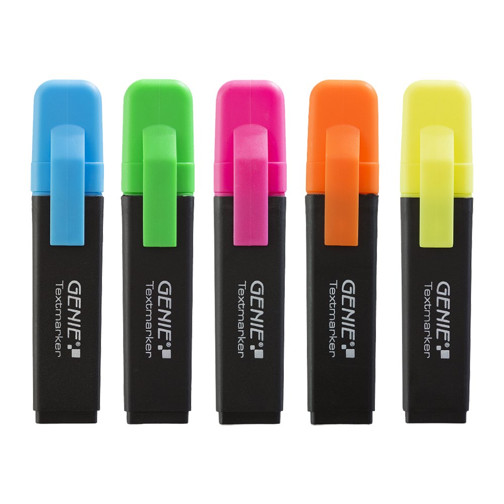 EAN 4015468400220 - Genie 40022 marcador 5 pieza(s) Punta de cincel Azul, Verde, Naranja, Rosa, Amarillo imagen 1