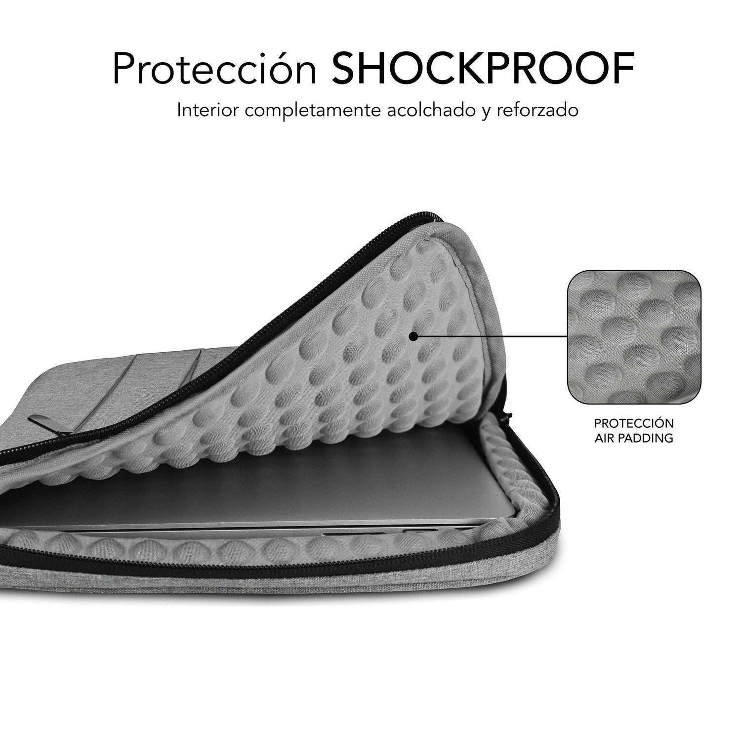 Funda Subblim Air Padding 360 Sleeve Para Portátiles Hasta 14' Gris Claro