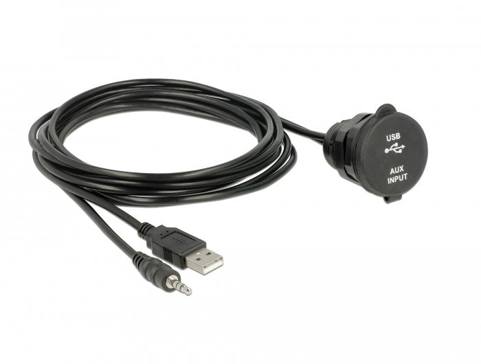 Cable De Extensión Usb De Delock, Enchufe De Conector Usb A + 3.5 Mm> Caballero De Gato Usb A + 3.5 Mm, 2 Metros, Con La Lago De Instalación 85719