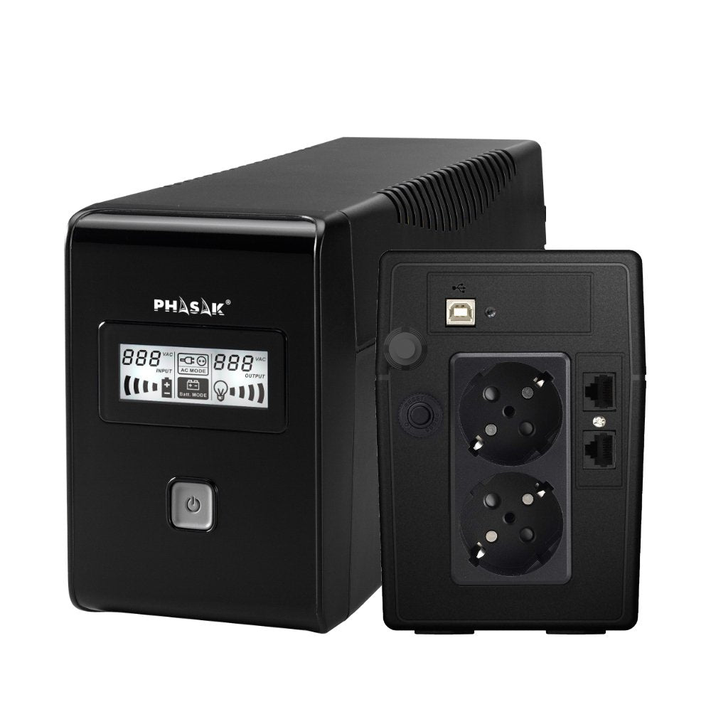 Sai Línea Interactiva Phasak 650 Va Lcd Interactive 650va 2 Salidas Formato Torre