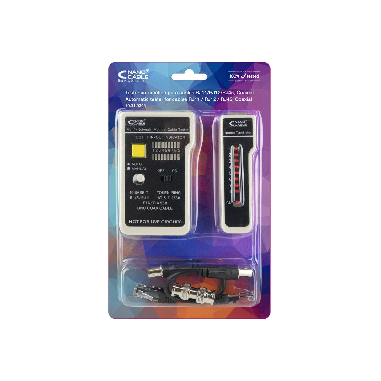 EAN 8433281005921 - Nanocable 10.31.0303 comprobador de cables de red Negro, Blanco imagen 4