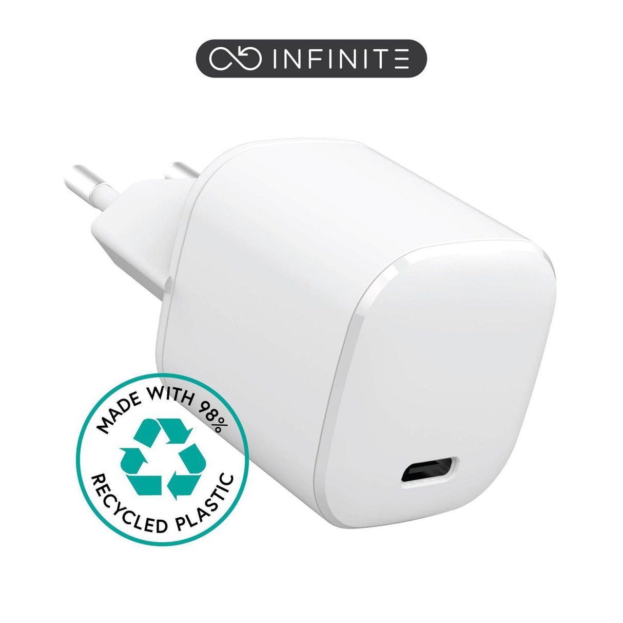 Infinite Usb-C Charger Eu Pd - 20w. 1 X Usb-C. White. - Recycled Plastic - Warranty: 60m