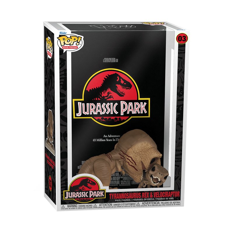 Figura Pop Movie Poster Jurassic Park Tyrannosaurus Rex And Velociraptor