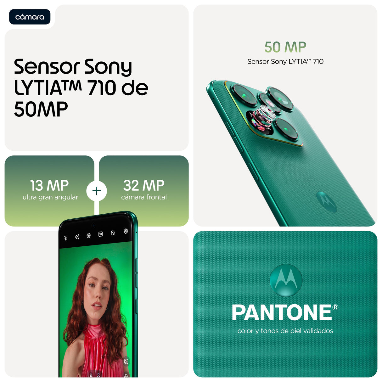 Motorola Edge 70 Fusion 5g Smartphone Sim Doble Ram 8 Gb / Memoria Interna 256 Gb Pantalla Oled 6.78" 2772 X 1272 Píxeles (144 Hz) 3 X Cámaras Traseras 50 Mp 13 Mp Front Camera 32 Mp Pantone Sporting Green