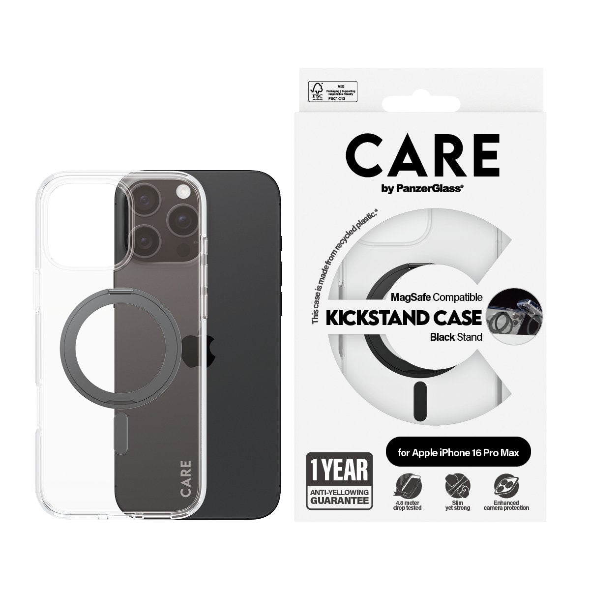 EAN 5715685003851 - PanzerGlass CARE™ by ® Case Transparent w. Black Kickstand & MagSafe iPhone 16 Pro Max funda para teléfon imagen 2