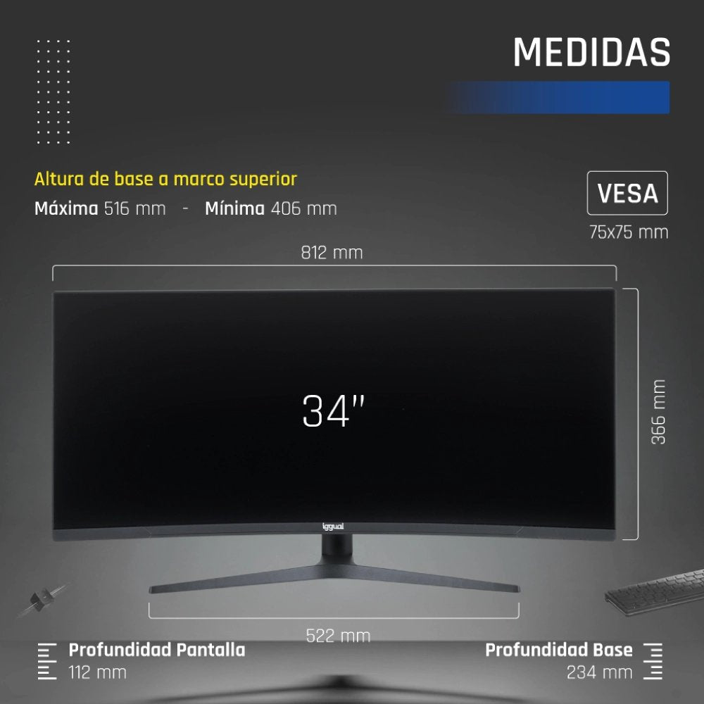 EAN 8435364319543 - iggual IGG319543 pantalla para PC 86,4 cm (34") 3440 x 1440 Pixeles Wide Quad HD LED Negro imagen 9