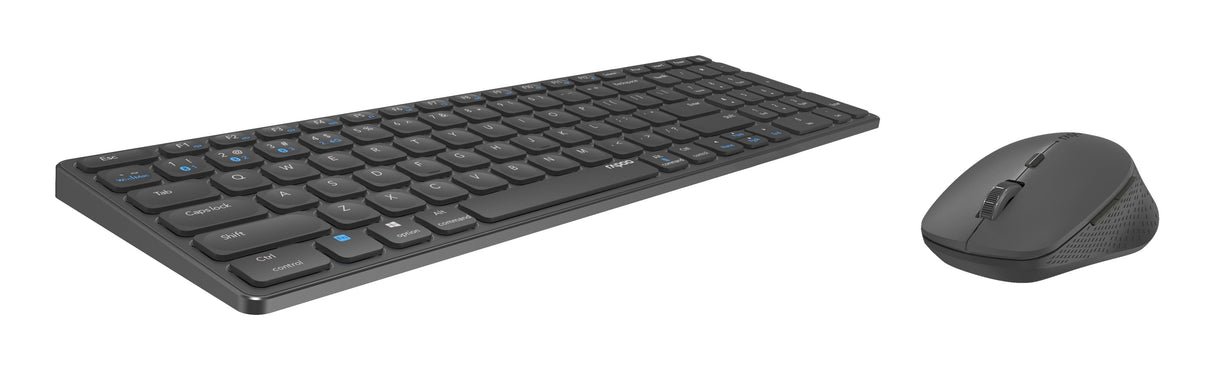 Pack Teclado Y Mouse Rapoo Wireless Y Bluetooth 9700m 2,4ghz Bt 4.0 Bt 5.0 Ultradelgado 1600 Dpi Bateria Gris Oscuro Multi Mo