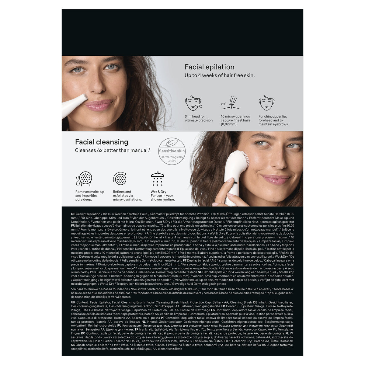 Braun Face Se810 Facial Epilator & Cleansing Brush, White Silver