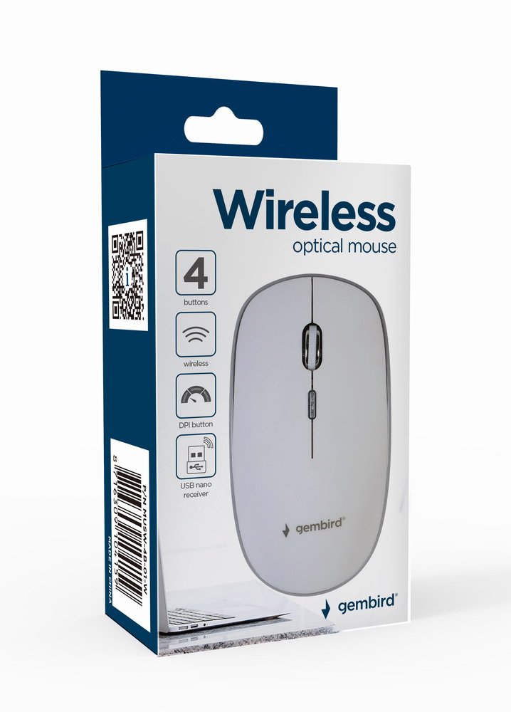 EAN 8716309104159 - Gembird MUSW-4B-01-W ratón Oficina Ambidextro RF inalámbrico Óptico 1600 DPI imagen 2