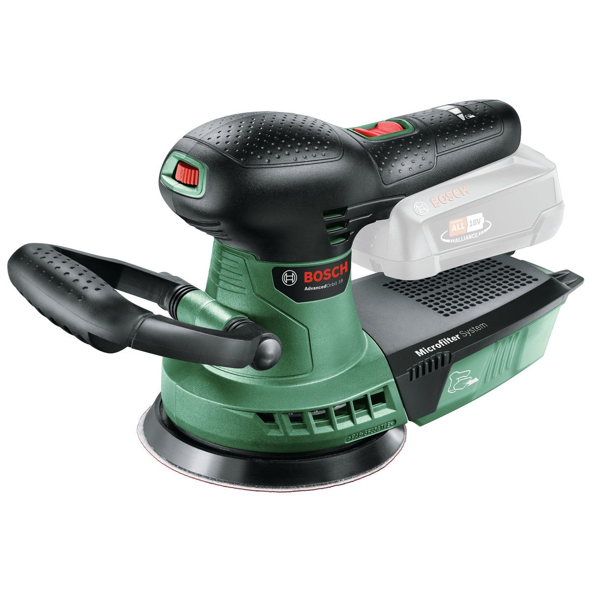 Lijadora Excéntrica Inalámbrica Bosch Advancedorbit 18 Solo, 18volt Verde / Negro, Sin Batería Ni Cargador