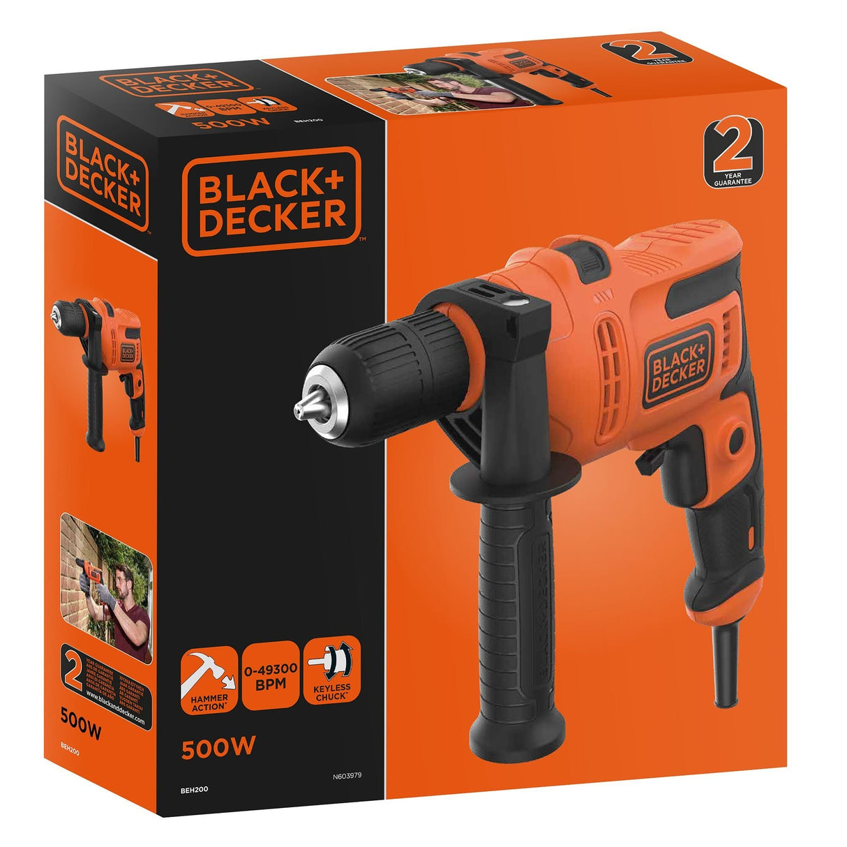 Taladro Percutor 500w Beh200-Qs Black+Decker