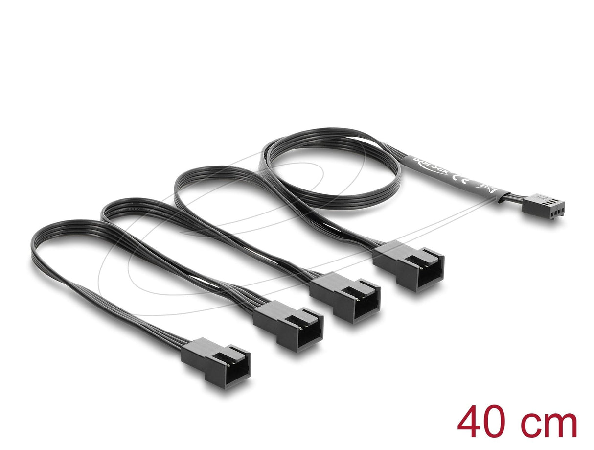 Delock Lüftercable Splitter 1 X 4 Pin Pwm Buchse Zu 4 X 4 Pin Pwm Stecker Schwarz ? 40 Cm Länge Mit 20 Cm Abzweigen