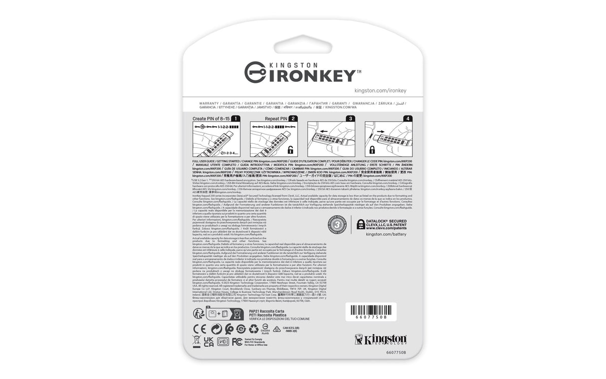 EAN 0740617336603 - Kingston Technology IronKey Keypad 200 unidad flash USB USB Tipo C 3.2 Gen 1 (3.1 Gen 1) Azul imagen 4