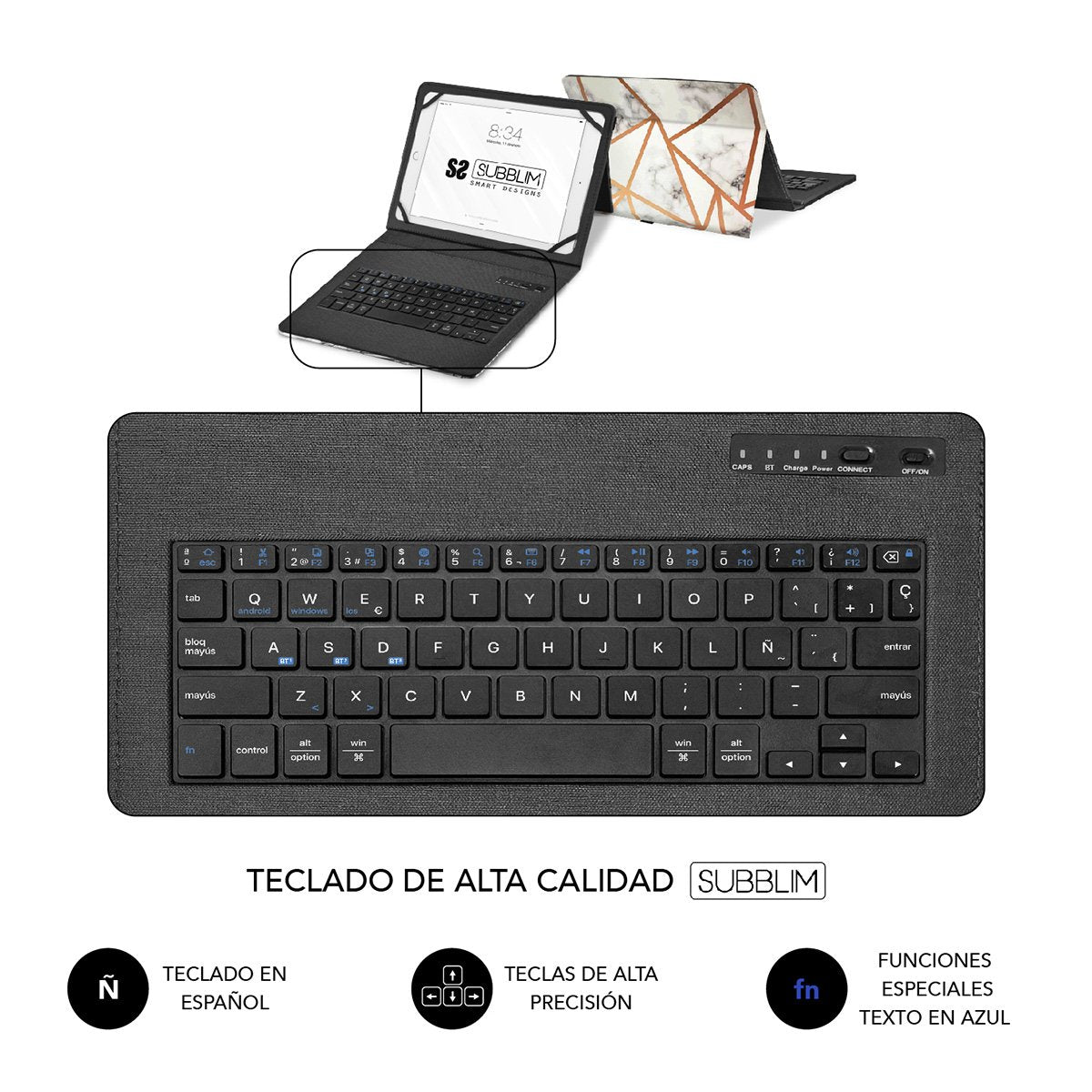 EAN 8436586742423 - SUBBLIM SUBKT5-BTTW10 teclado para móvil QWERTY Español Bluetooth Multicolor imagen 5