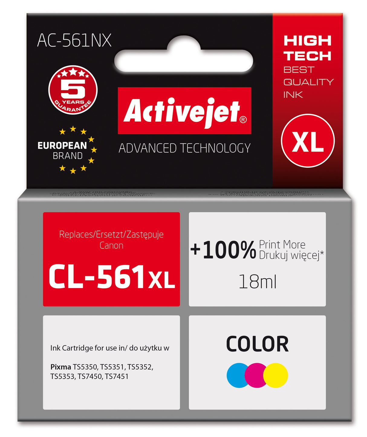 EAN 5901443122685 - Activejet AC-561NX cartucho de tinta 1 pieza(s) Compatible Alto rendimiento (XL) Cian, Magenta, Amarillo imagen 1