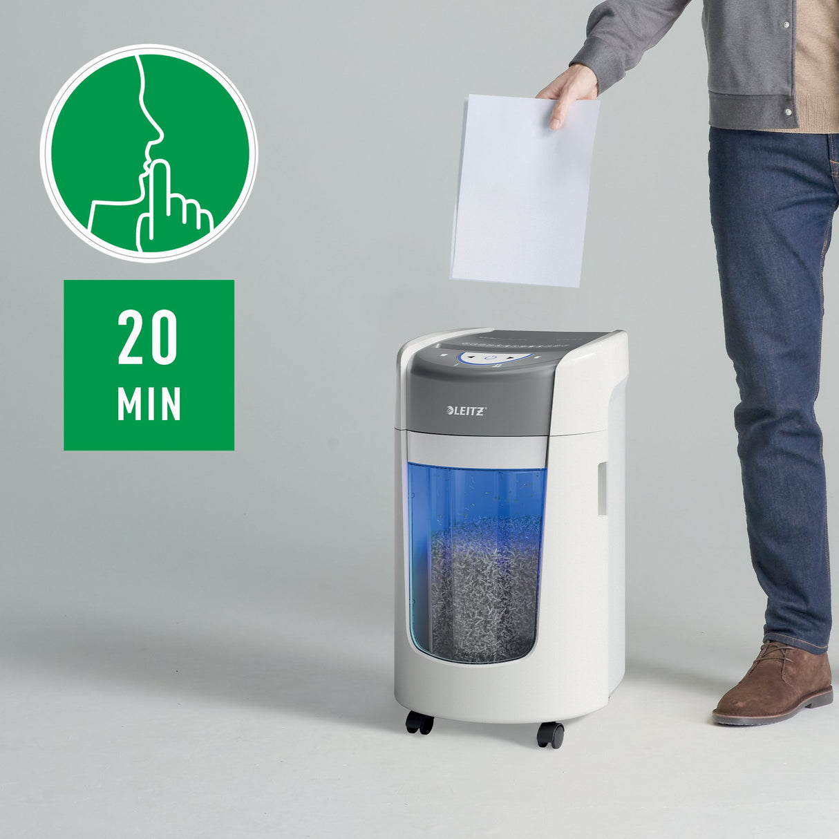 EAN 4002432142415 - Leitz IQ OptiMax Home Office 225 triturador de papel Microcorte 58 dB Gris, Blanco imagen 6