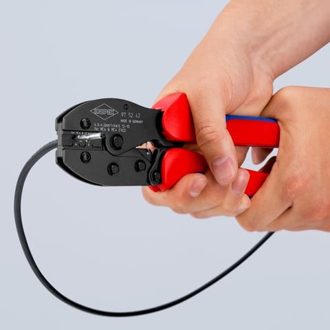 EAN 4003773092117 - Knipex 97 52 42 crimpadora Herramienta para prensar Azul, Rojo imagen 9