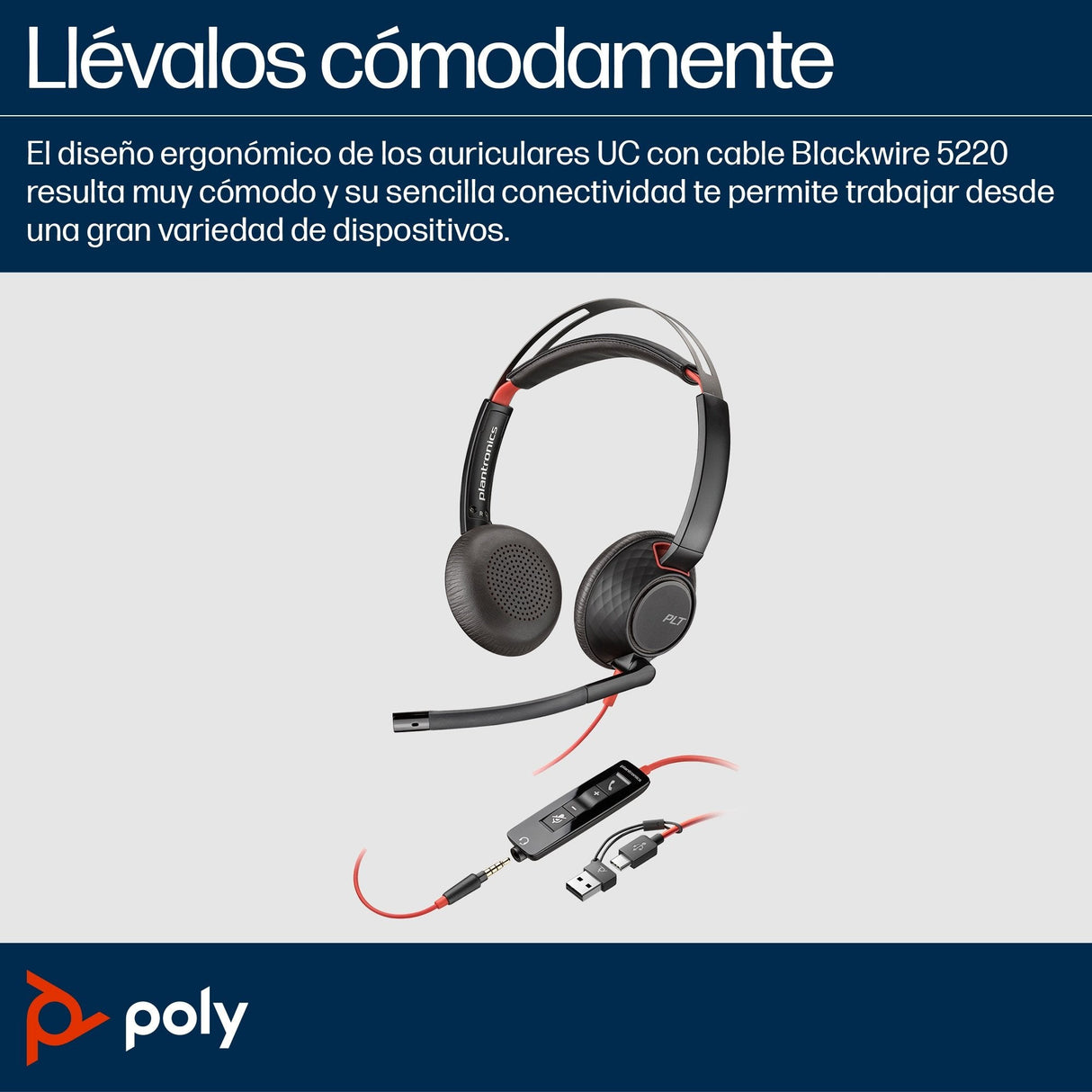 EAN 0197497174328 - Poly Blackwire C5220 USB-C Headset +Inline Cable (Bulk) Alámbrico Diadema Oficina/Centro de llamadas USB imagen 2