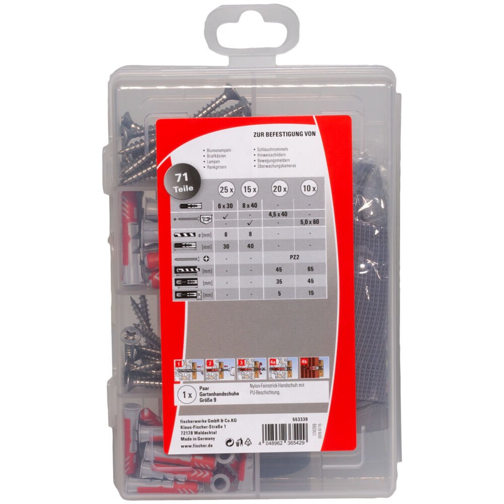 EAN 4048962365429 - Fischer 553339 tornillo de anclaje y taco 40 pieza(s) Juego de enchufes de pared y tornillos imagen 3