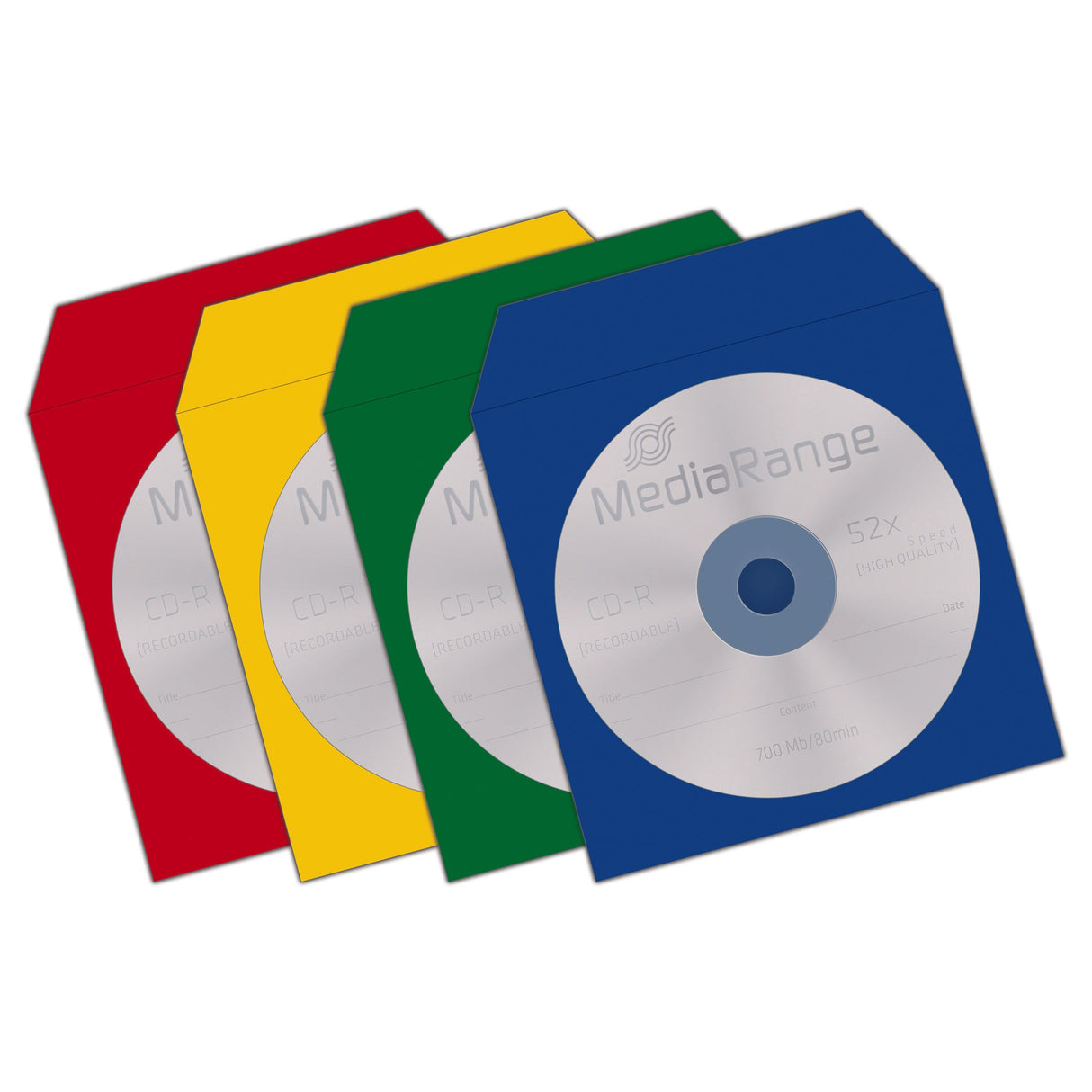 Mediarange Box67 Funda Para Discos Ópticos 1 Discos Azul, Verde, Rojo, Amarillo 100 Uds