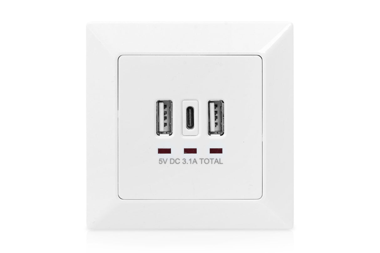 EAN 4016032459842 - Digitus DA-70618 toma de corriente 2 x USB A + 1 x USB C Blanco imagen 3