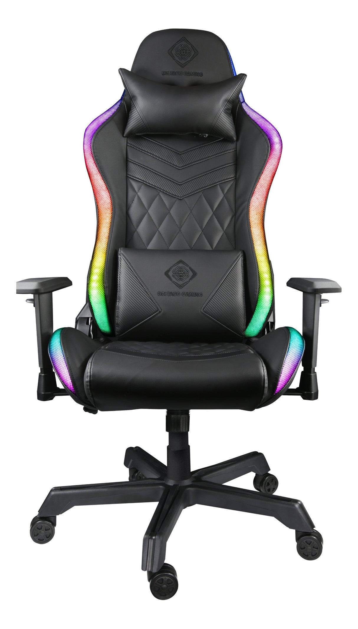 Silla Gaming Deltaco Gam-080 Gamingstuhl Kunstleder M. Rgb Led Schwarz