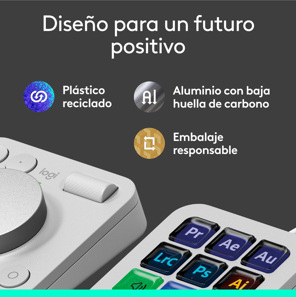 Logitech Master Series Mx Creative Console Conjunto De Teclado Y Teclado De Marcación Retroiluminación Usb-C Gris Pálido