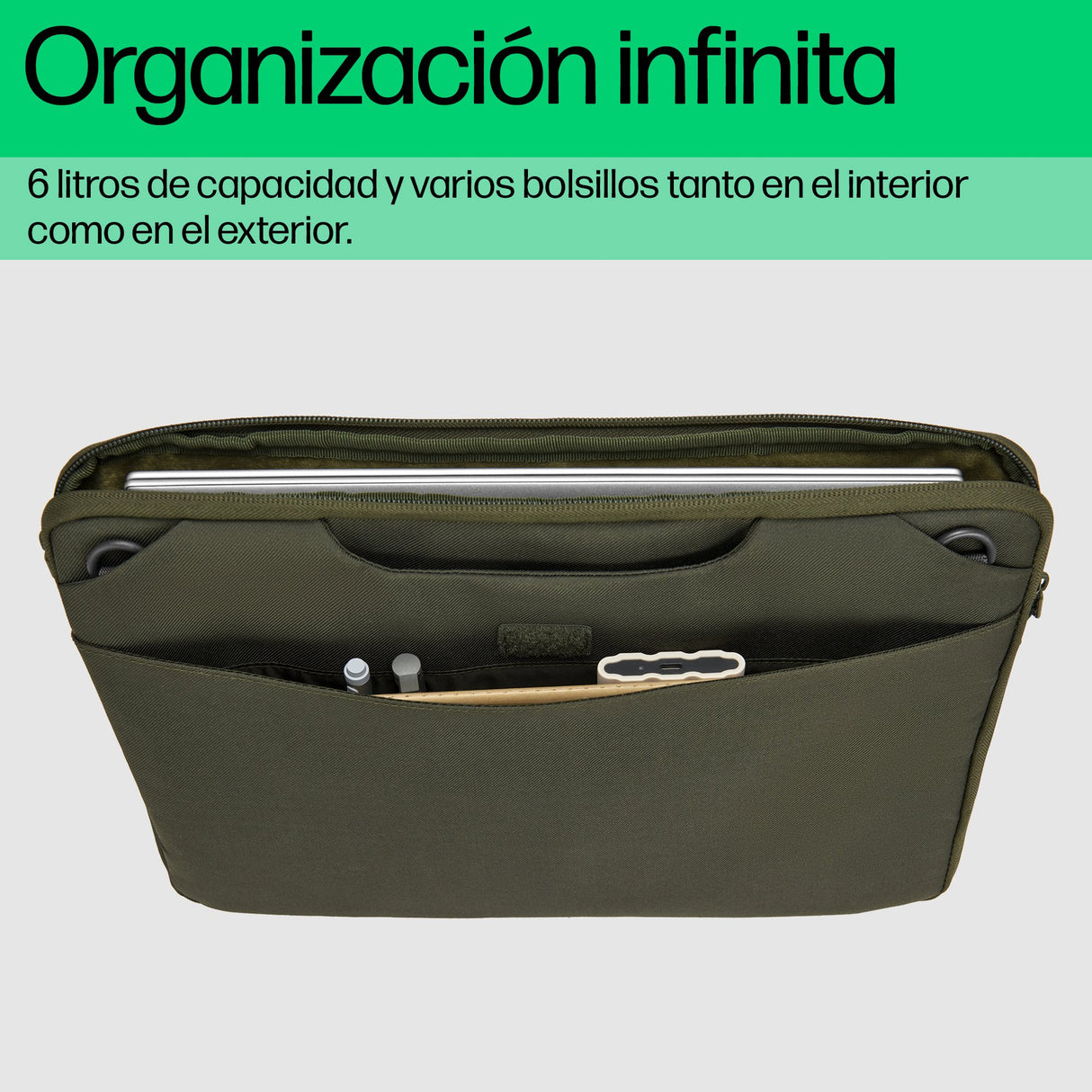 EAN 0197961660456 - HP 15.6 Modular Laptop Sleeve 39,6 cm (15.6") Verde, Gris imagen 3