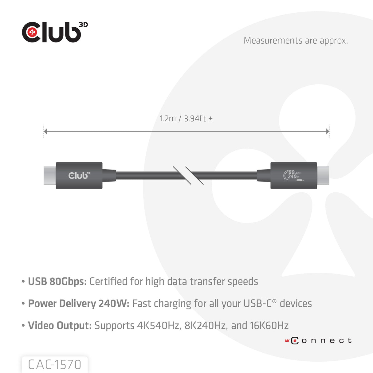 EAN 8719214473266 - CLUB3D CAC-1570 cable USB USB4 Gen 2x2 1,2 m USB C Negro imagen 3