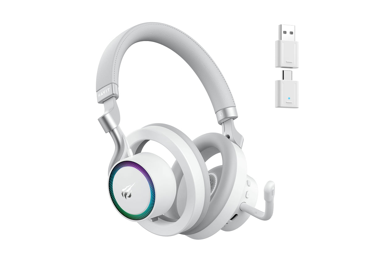 Auriculares Havit Fuxi-H8 Con Cable/Inalámbricos Para Juegos (Blancos)