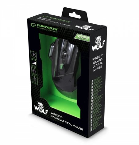 Raton Esperanza Egm201g Mx201 Wolf - Cableado 7d Gaming Optical Mouse Usb - Verde