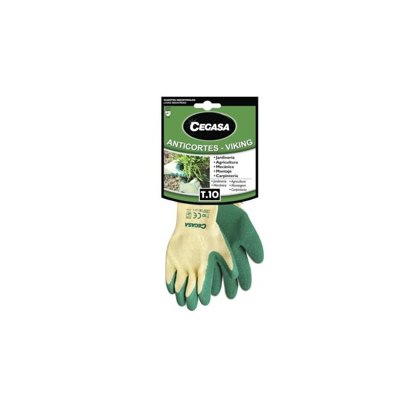 Cegasa Viking Guantes De Trabajo Anticortes Talla 10 - Fabricados En Algodon Con Recubimiento De Latex Rugoso En Palma
