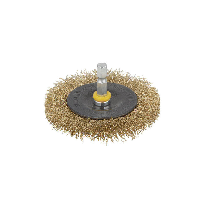 Cepillo De Disco De Alambre De Latón Vástago Hexagonal Ø75 X 10 Mm