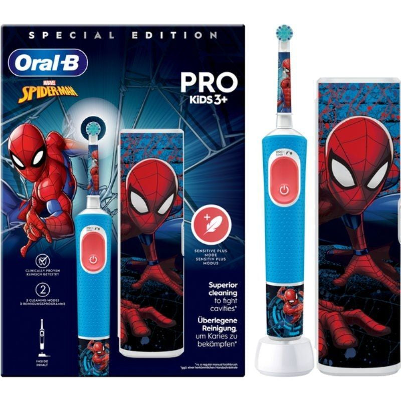 Cepillo Dental Oral-B Pro Kids 3 Spiderman Especial Edition Incluye 1 Recambio Y Estuche De Viaje