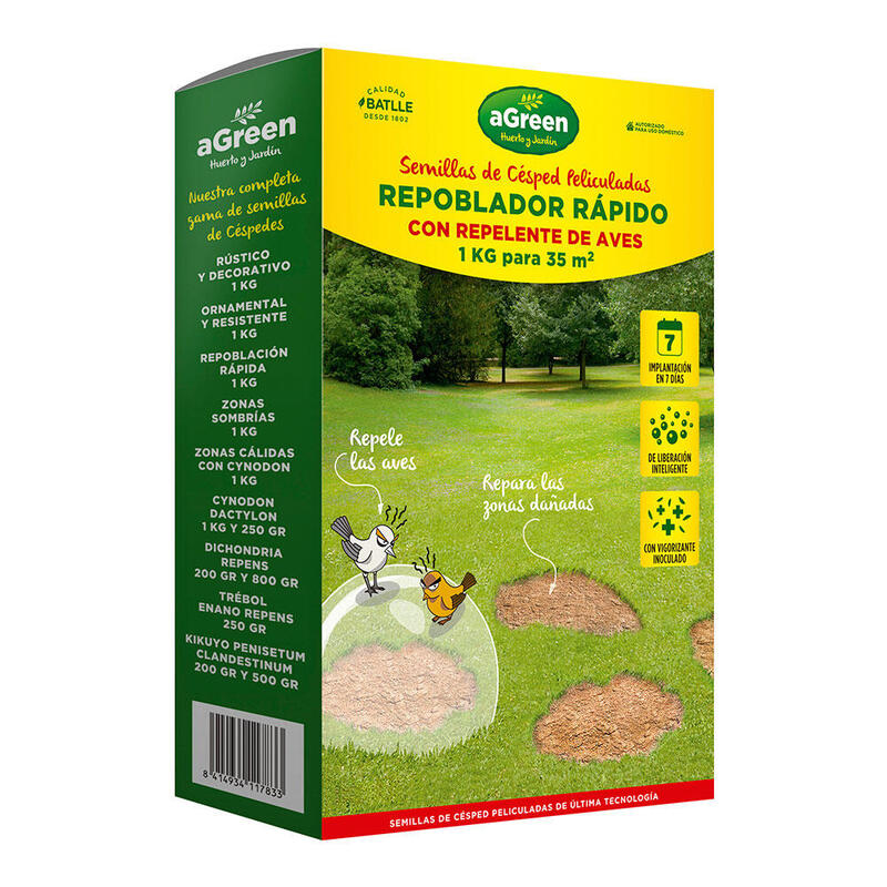 Césped Repoblado Rapido Con Repelente Para Aves 1 Kg