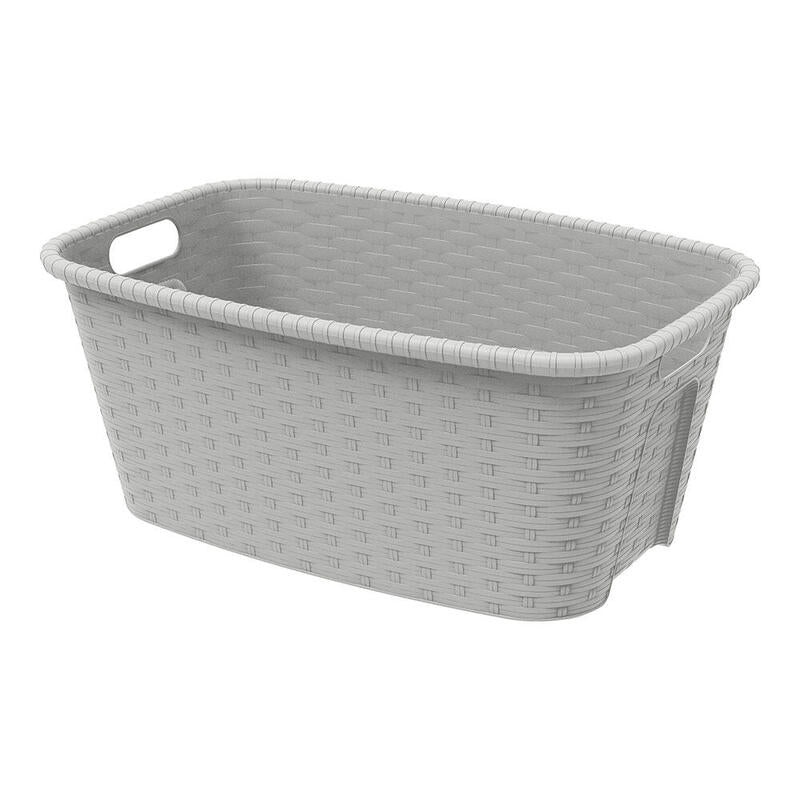 Cesto Para La Ropa 35l. 59,5x39,5x25cm Imitación Mimbre/Rattan Color Crema Mondex