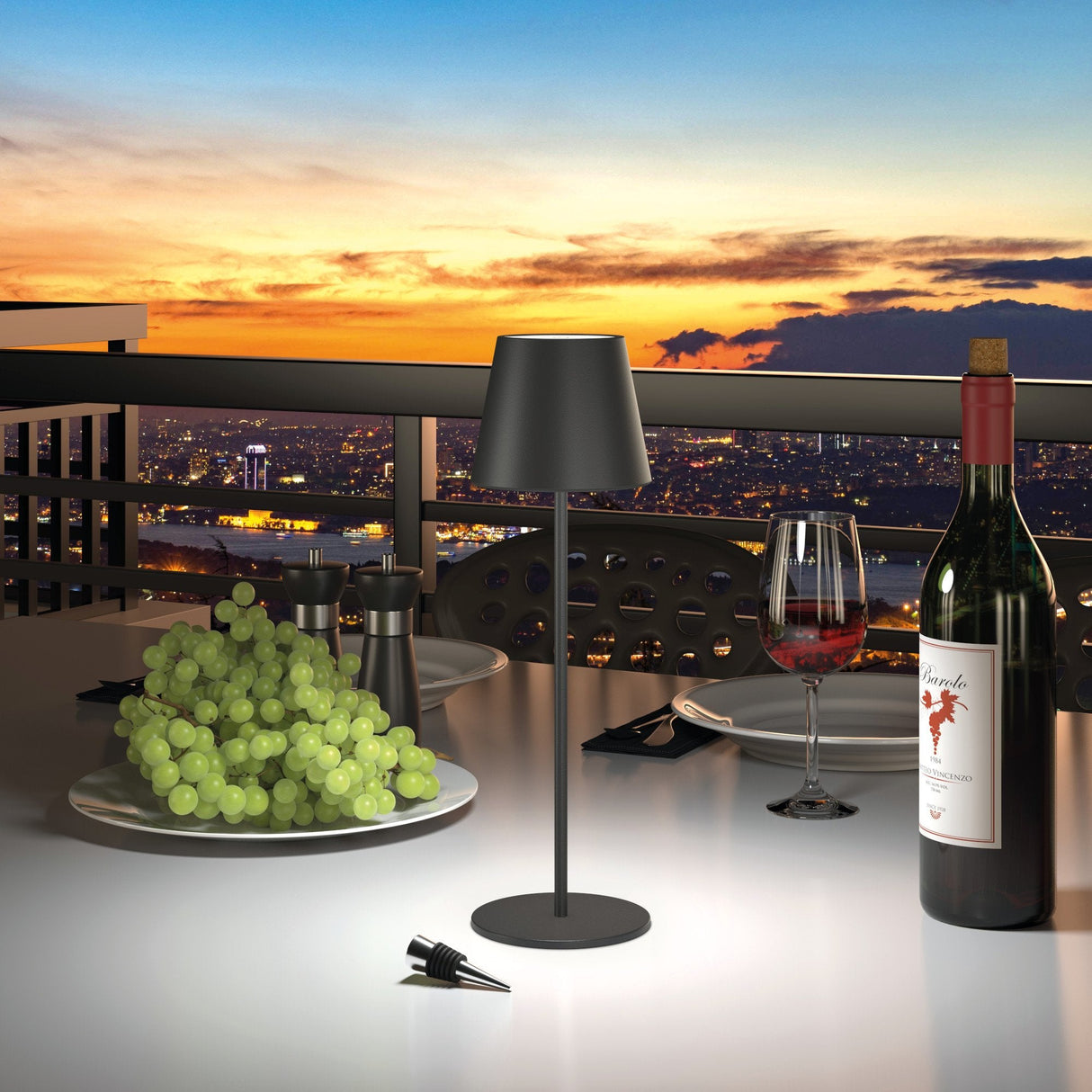 Realpower Led-Tischlampe Dimmbar Kalt Warm Con Akku, Negro