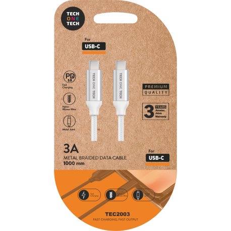EAN 8436546593089 - TECH ONE TECH TEC2204 cable USB 1 m USB C Blanco imagen 1