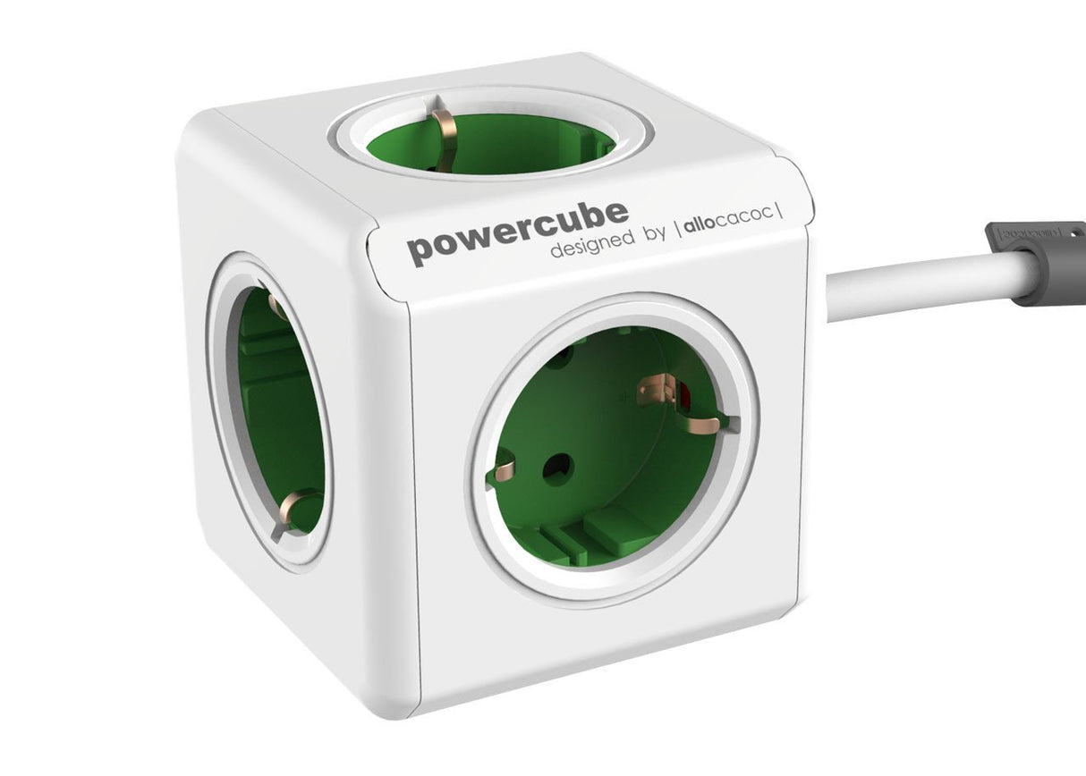 EAN 8718444086956 - Allocacoc PowerCube Extended base múltiple 1,5 m 5 salidas AC Interior Verde, Blanco imagen 1